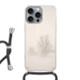 Boom - Mist - Sneeuw - Winter - Minimalistisch Hoesje iPhone 16 Pro Max met koord klein -3d