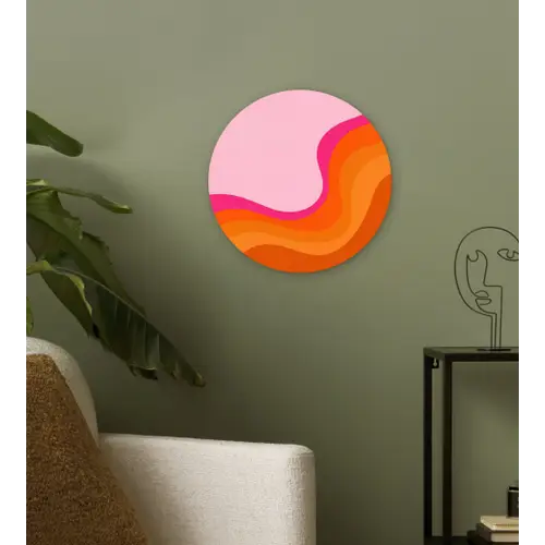 Retro - Waves - Kleurrijk Wandcirkel kunststof plaat 5mm dik klein -sfeer3