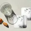 Bamboestammen - Water - Minimalistisch - Wit onderzetter kurk middel -sfeer4