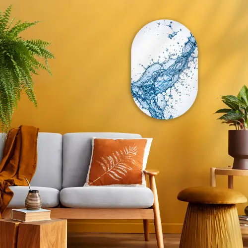 Spash - Water - Blauw Wandcirkel Ovaal Forex klein -sfeer4