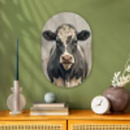 Koe - Portret - Dieren - Modern Wandcirkel Ovaal Forex klein -sfeer2