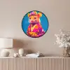 Muis - Kimono - Bloemen - Blauw Fotolijst rond zonder passe partout klein -sfeer3