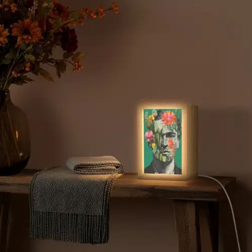 Man - Planten - Groen Light Box met kabel (Tafellamp) klein -sfeer4