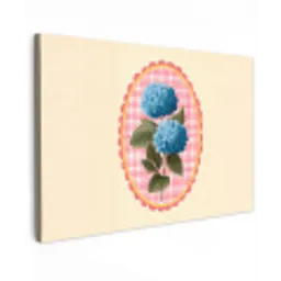 Bloemen - Blauw - Lijst - Bladeren canvas 2cm klein -z3d