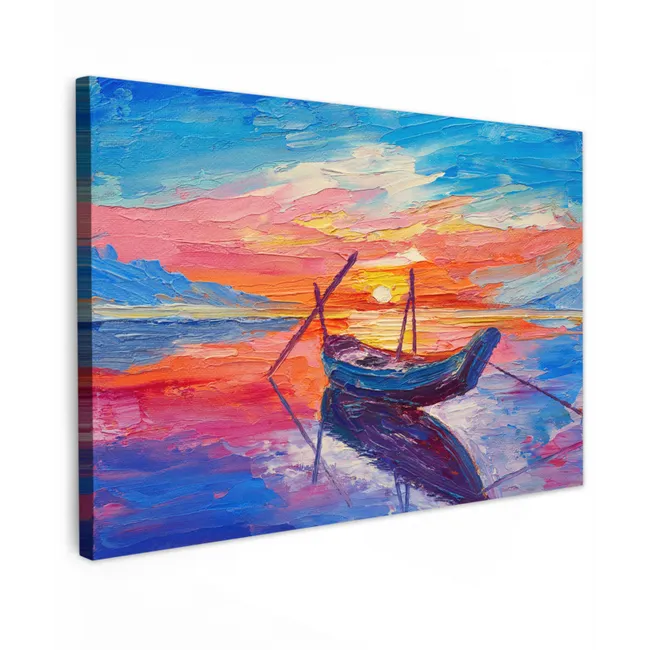 Schilderij - Boot - Olieverf - Water canvas 2cm klein -z3d