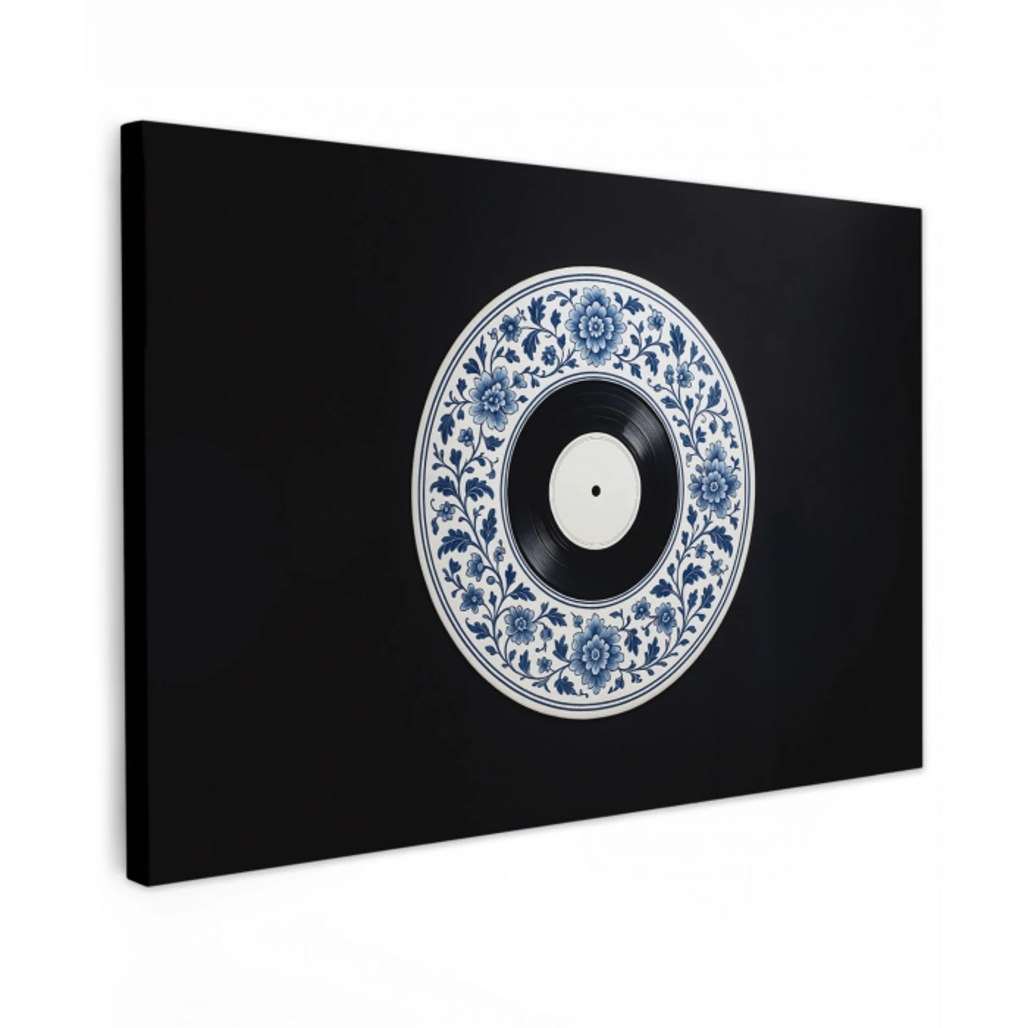 Vinyl - LP - Delfts Blauw - Muziek Tuinposter op houten frame 2 cm dik klein -3d