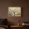 Boom - Bloemen - Goud - Beige Light Box met batterij (Wandlamp) middel -sfeer4