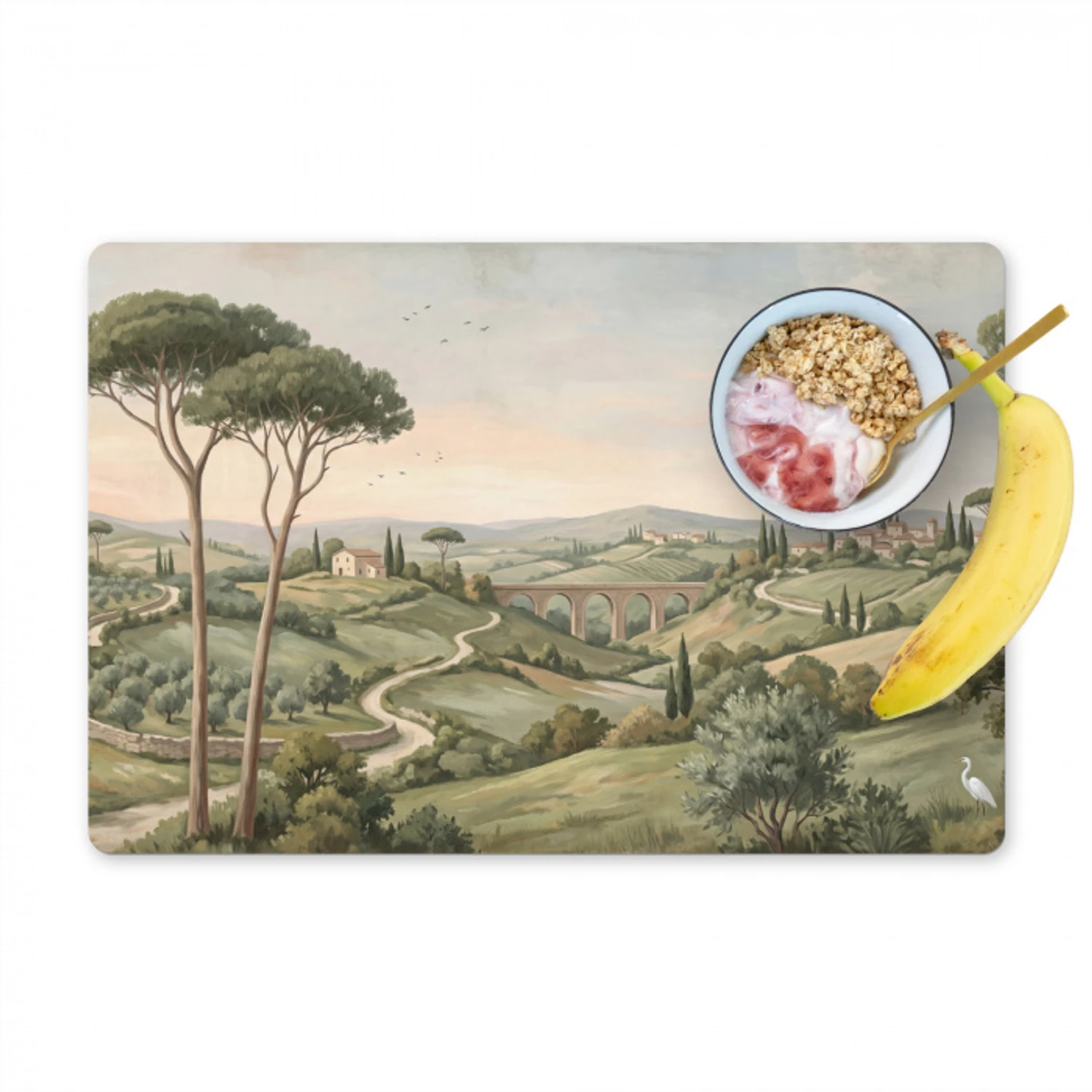 Landschap - Heuvels - Zandpad - Groen Placemat vinyl groot -zzzproduct_Kitchenyeah-website
