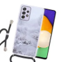 Rivier - Sneeuw - Bos - Winter - Schilderachtig Hoesje Samsung Galaxy A52 5G met koord klein -sfeer1