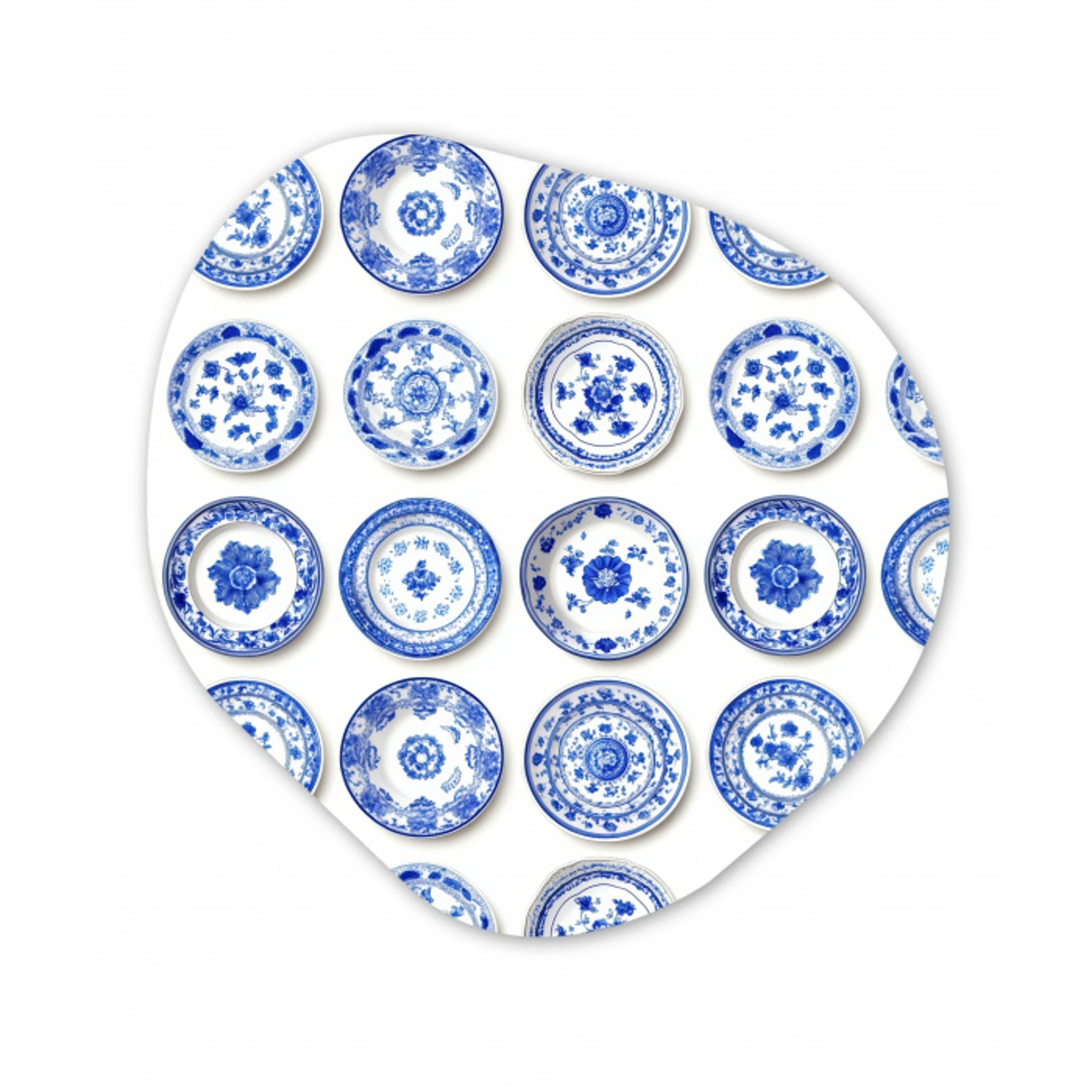 Borden - Bloemen - Patroon - Blauw Wandcirkel Organisch Forex 3mm klein 629 -3d