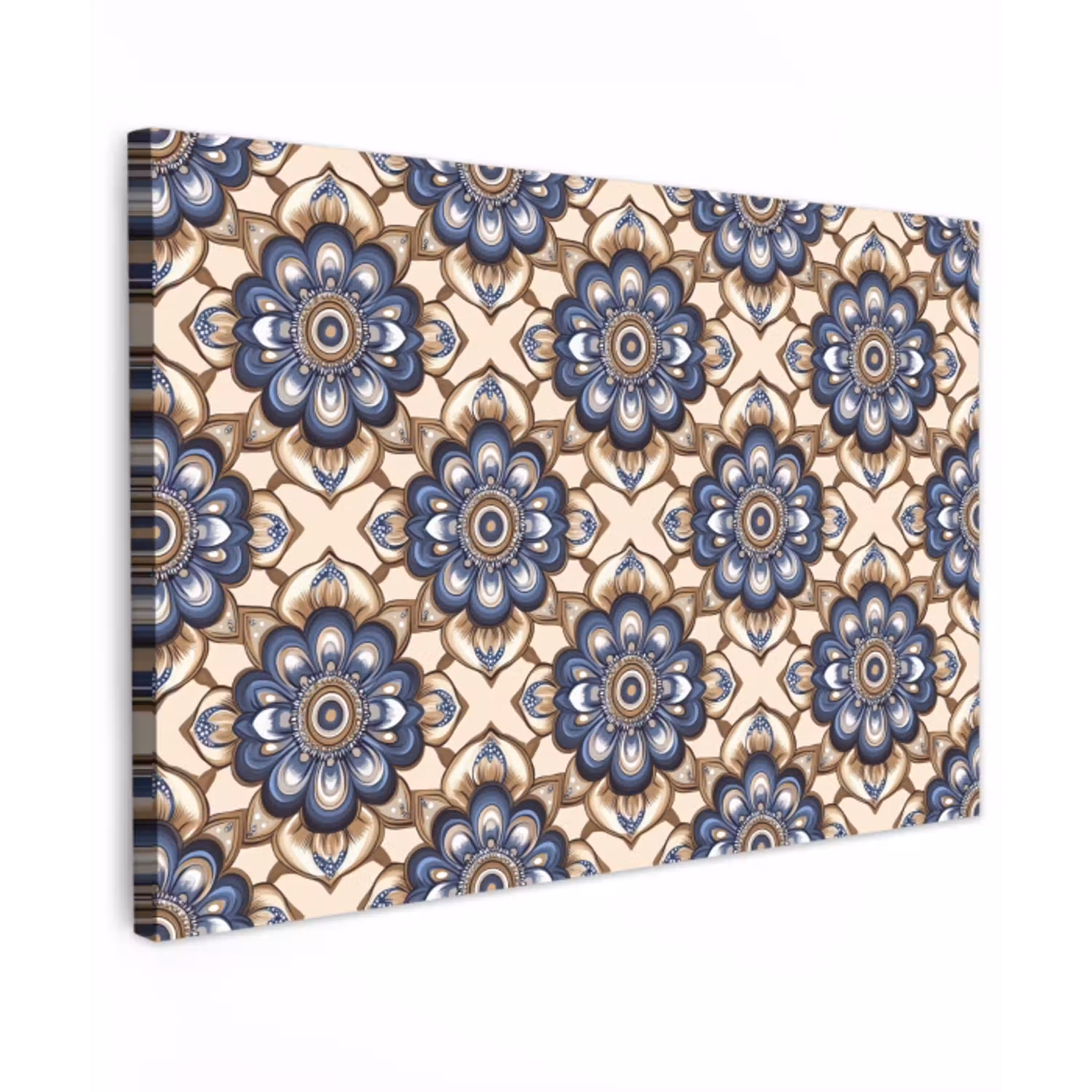Floraal - Ornament - Blauw canvas 2cm klein 34 -z3d