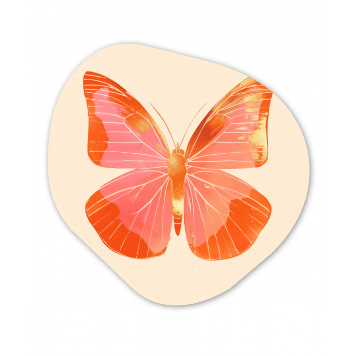 Vlinder - Minimalistisch - Roze Wandcirkel Organisch Plexiglas middel -3d