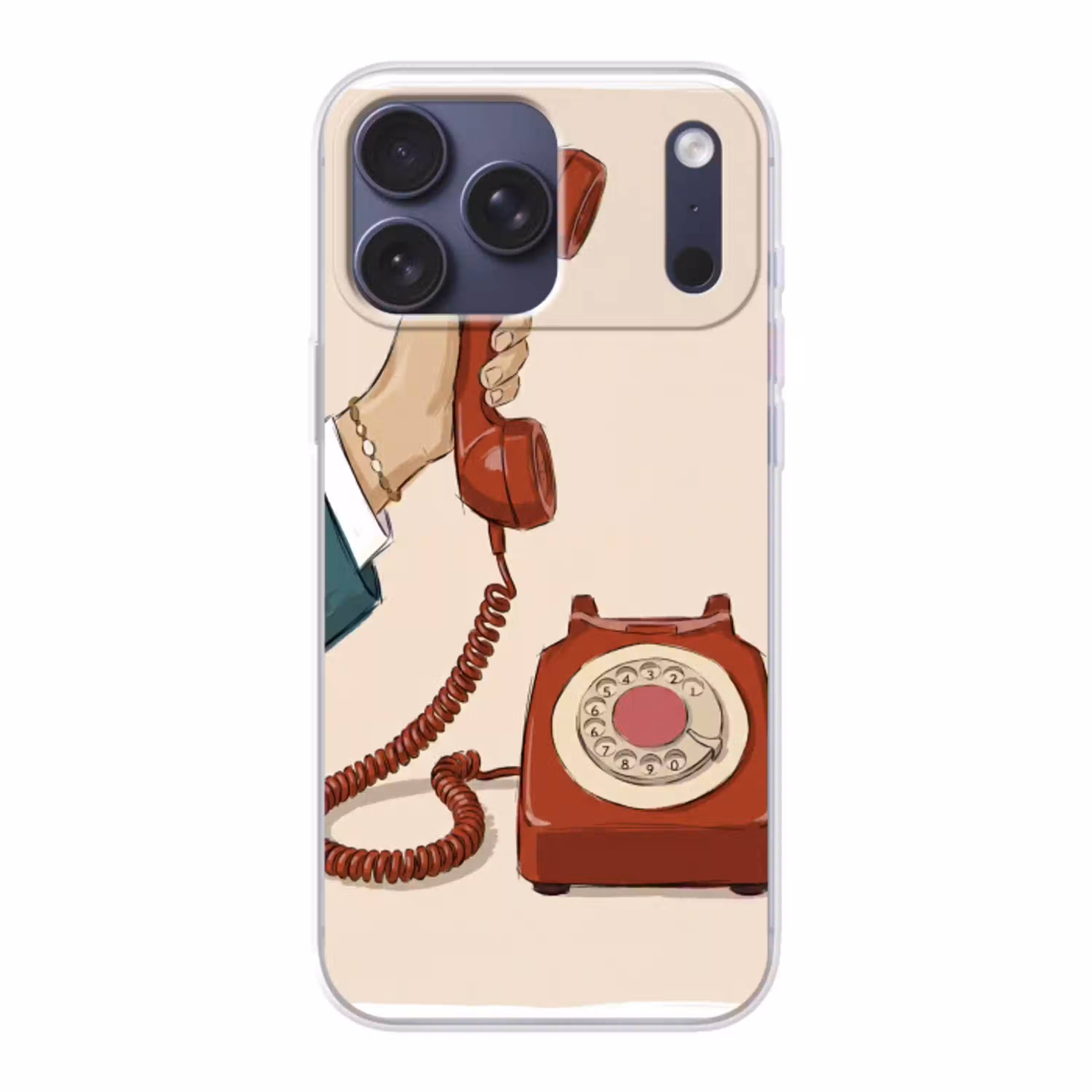 Telefoon - Hand - Vintage - Communicatie - Rood Telefoonhoesje iPhone 17 Pro Max klein -3d