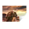 Schotse hooglander - Zon - Horizon - Koe - Dieren Muursticker klein -3d
