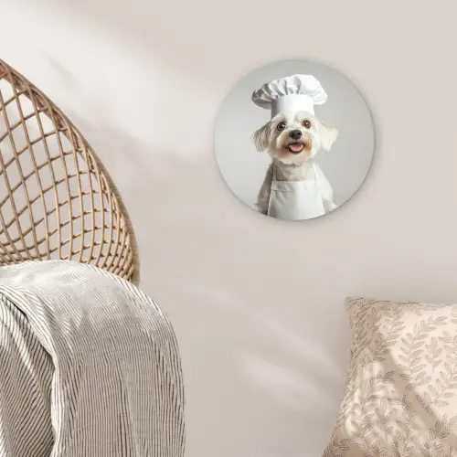 Hond - Wit - Kok Wandcirkel plexiglas klein -sfeer5