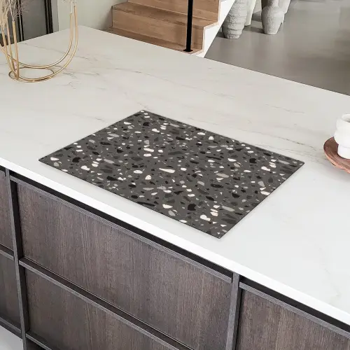 Terrazzo -  Patroon - Grijs Inductie beschermer vinyl 3mm klein 276 -sfeer8