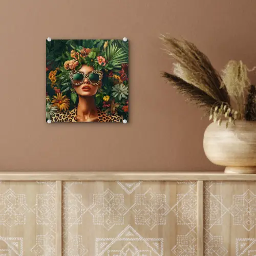 Vrouw - Panterprint - Jungle - Natuur - Luxe plexiglas 5mm klein -sfeer5