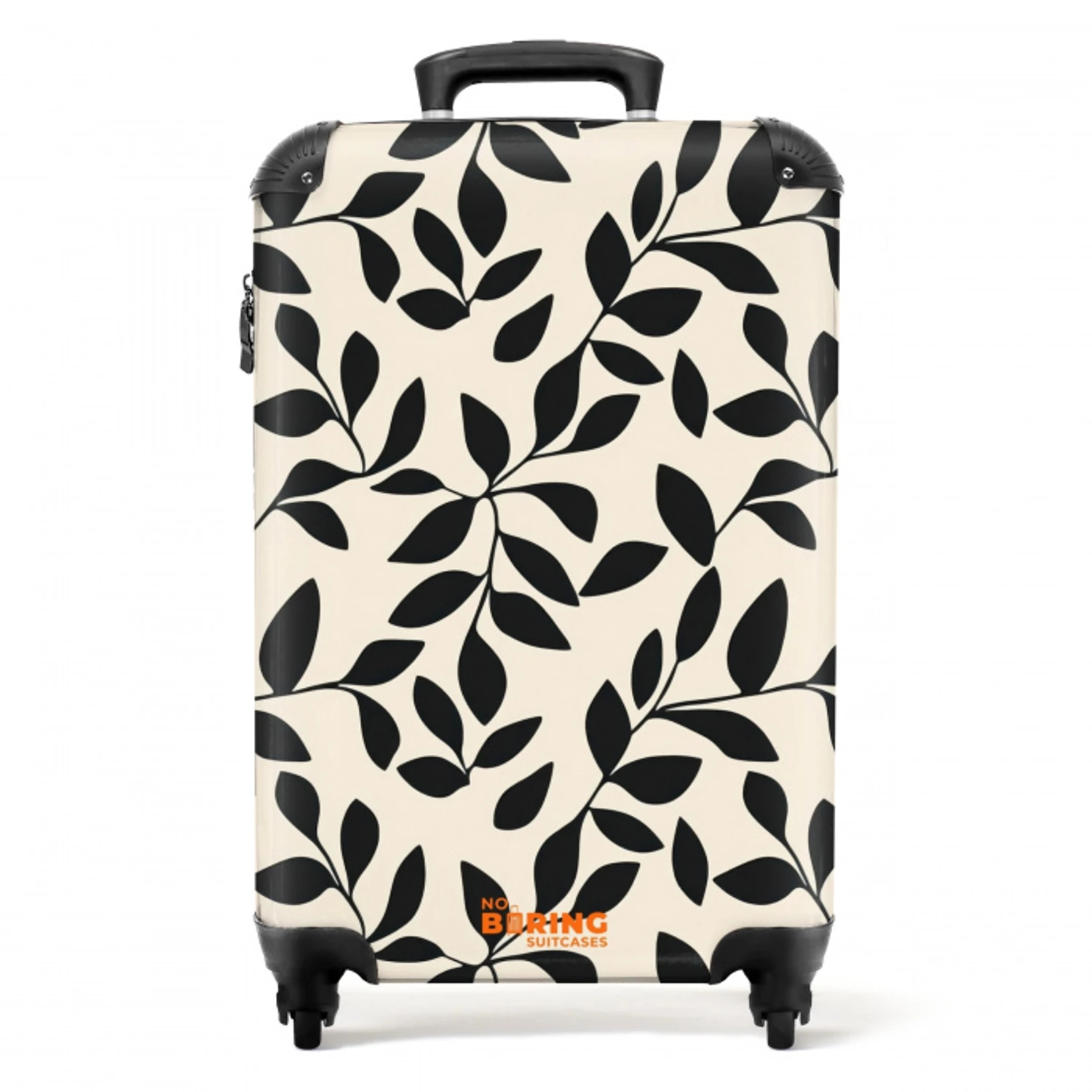 Elegant - Patroon - Zwart - Beige NBS - Handbagage koffer - Volwassenen Unisex middel -productfoto_recht