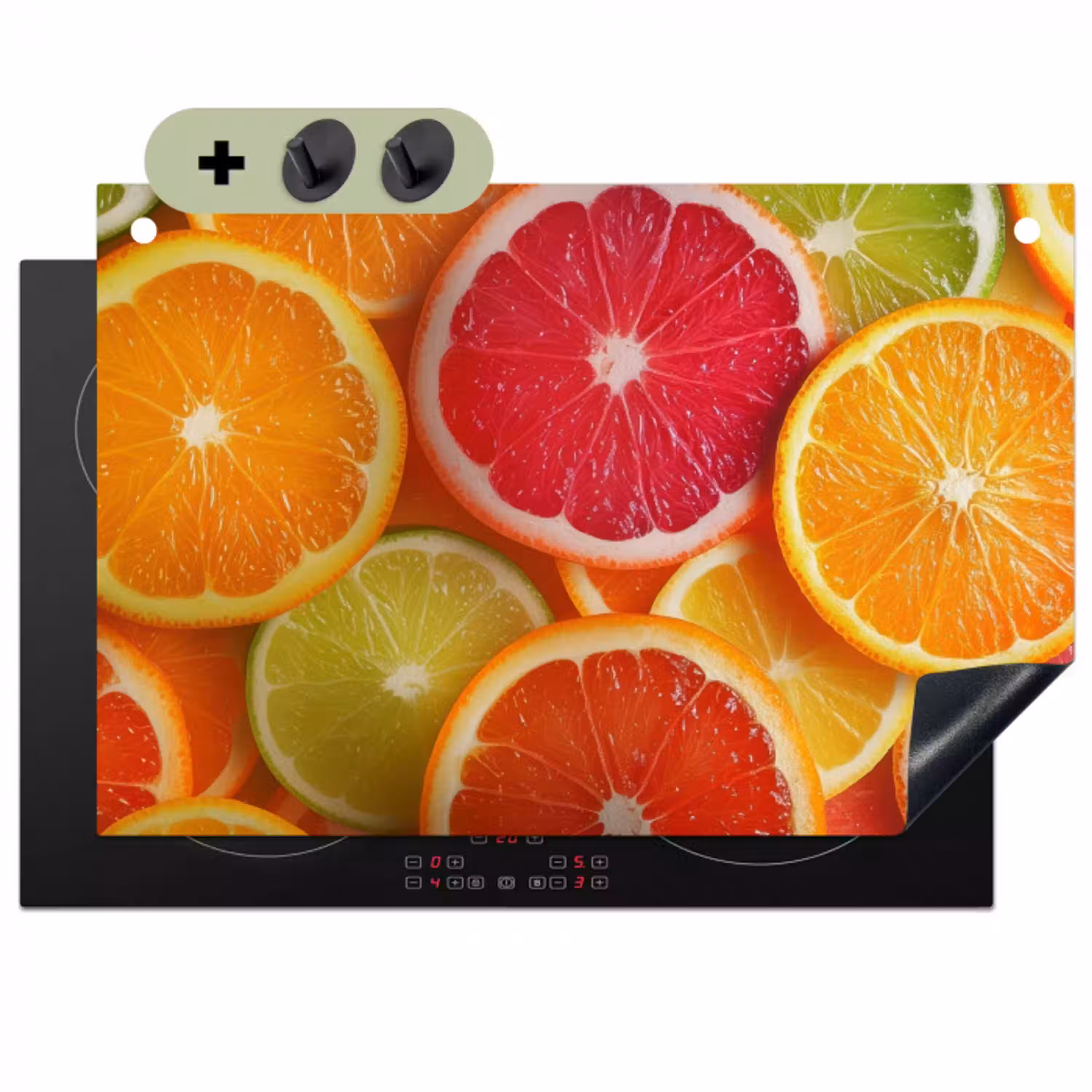 Fruit - Kleurrijk - Close up Inductie beschemer met haakjes klein -3d
