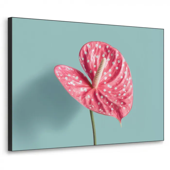 Blad - Anthurium - Stippen - Roze Textielframe zwart klein -3d
