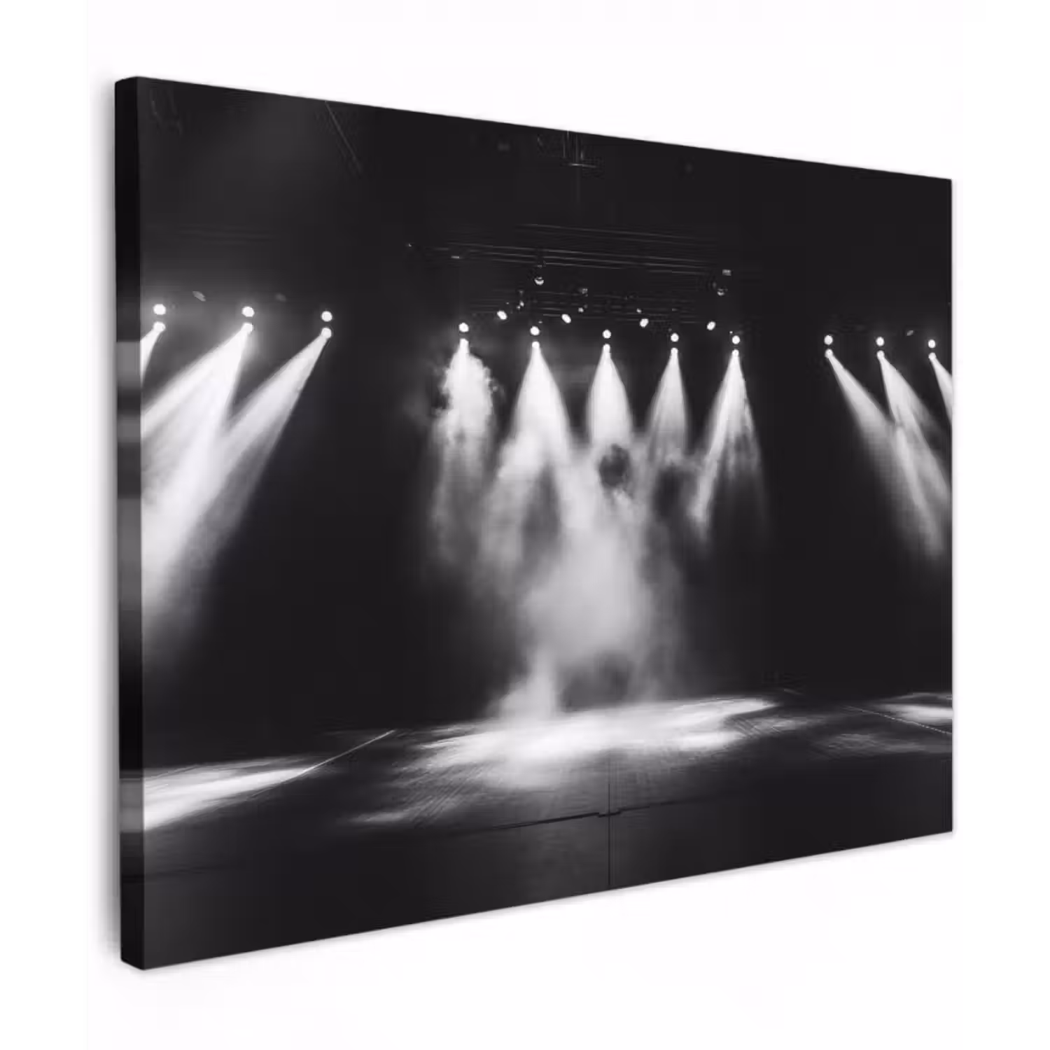 Leinwandbild - Theatersaal – Nebel – Scheinwerfer – Schwarz