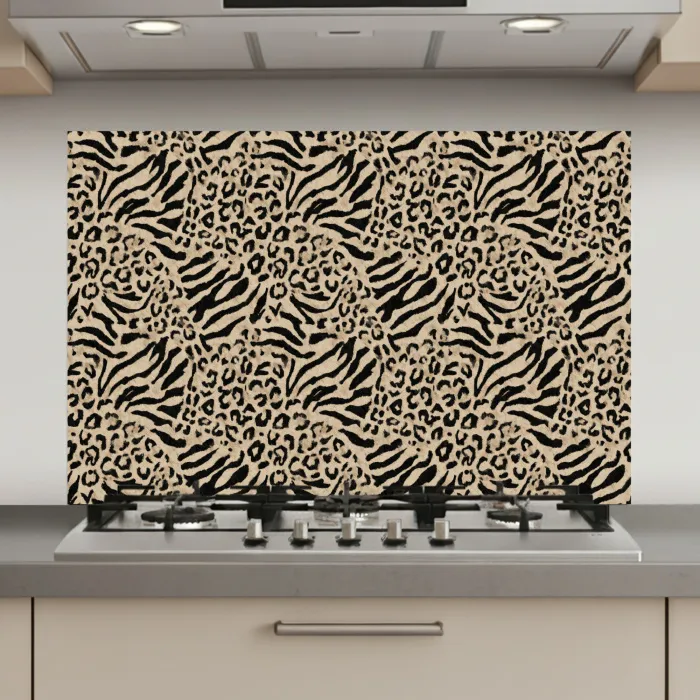 Giraf - Zebra - Motief - Bruin keuken achterwand spatscherm klein 900 -3d_website