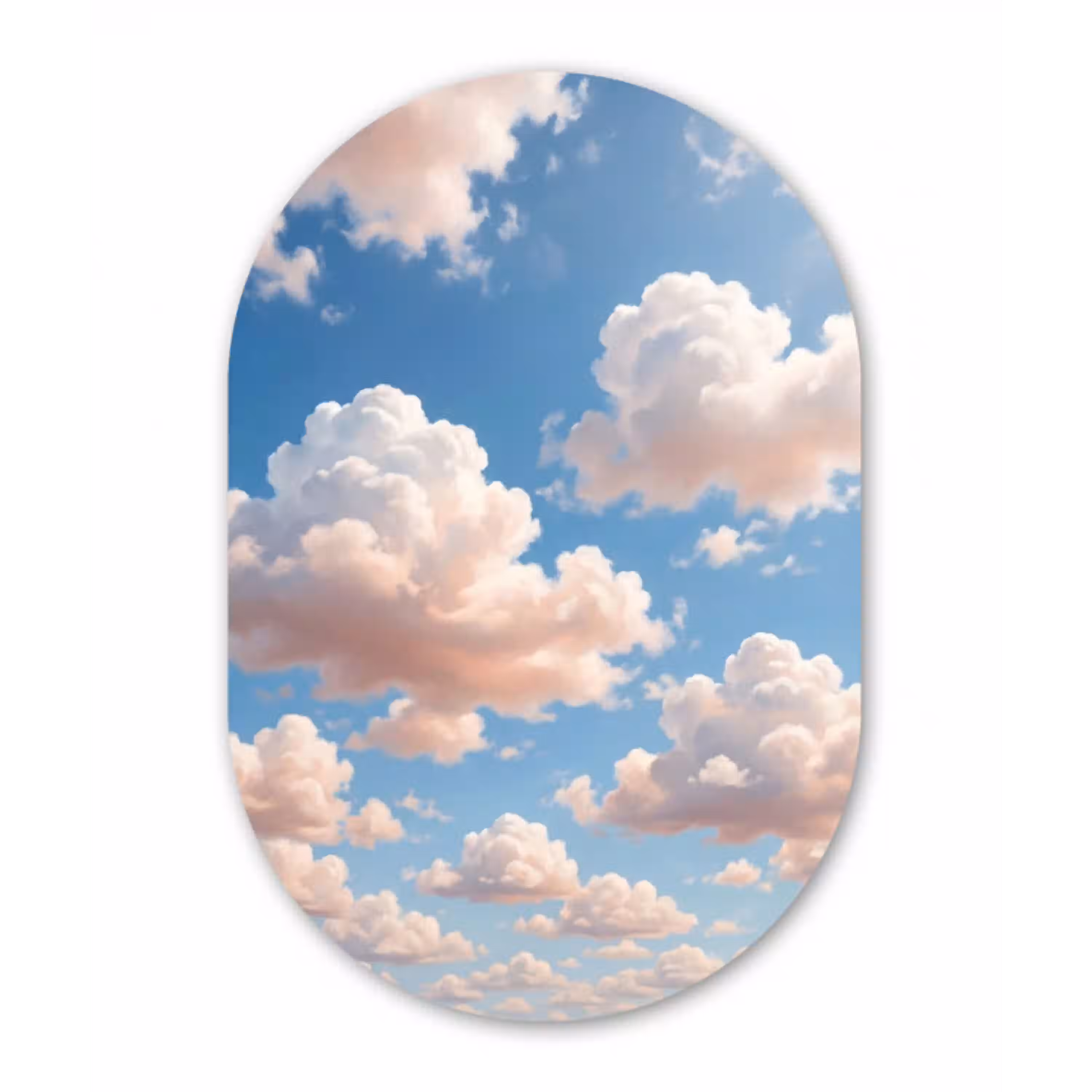 Wolken - Hemel - Natuur - Licht - Blauw Wandcirkel Ovaal Aluminium middel -3d