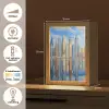 Skyline - Wolkenkrabbers - Water - Blauw Light Box met kabel (Tafellamp) klein -USP_NL