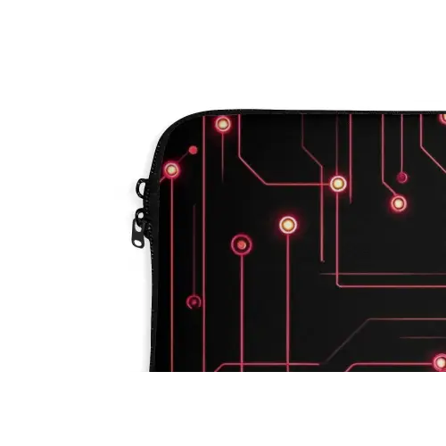 Gaming - Lijnen - Netwerk - Stippen - Rood laptophoes neopreen klein -detail