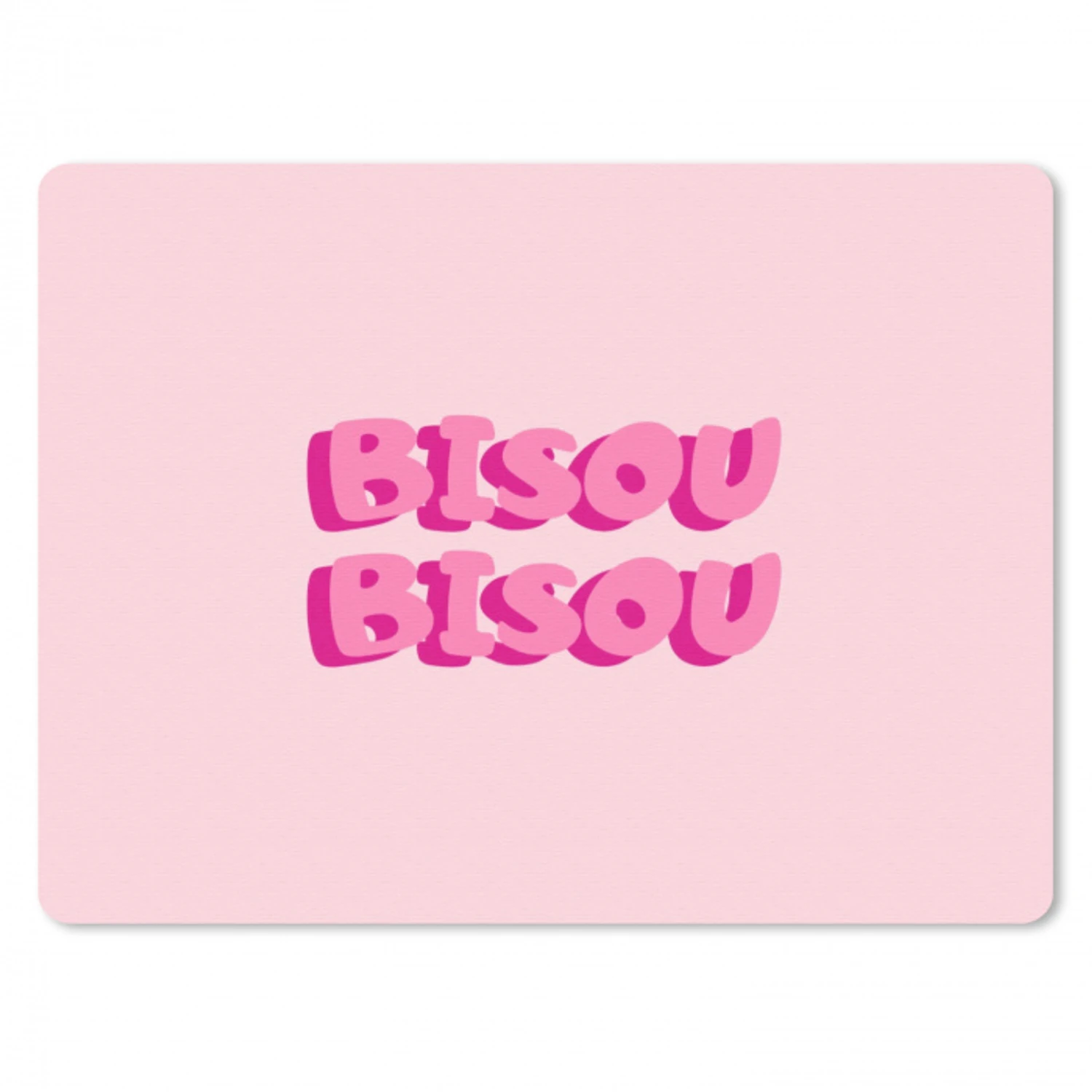 Bisou - Roze - Dikke letters muismat rubber klein -3d