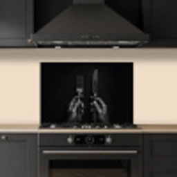 Bestek - Zwart - Wit keuken achterwand spatscherm klein -sfeer1