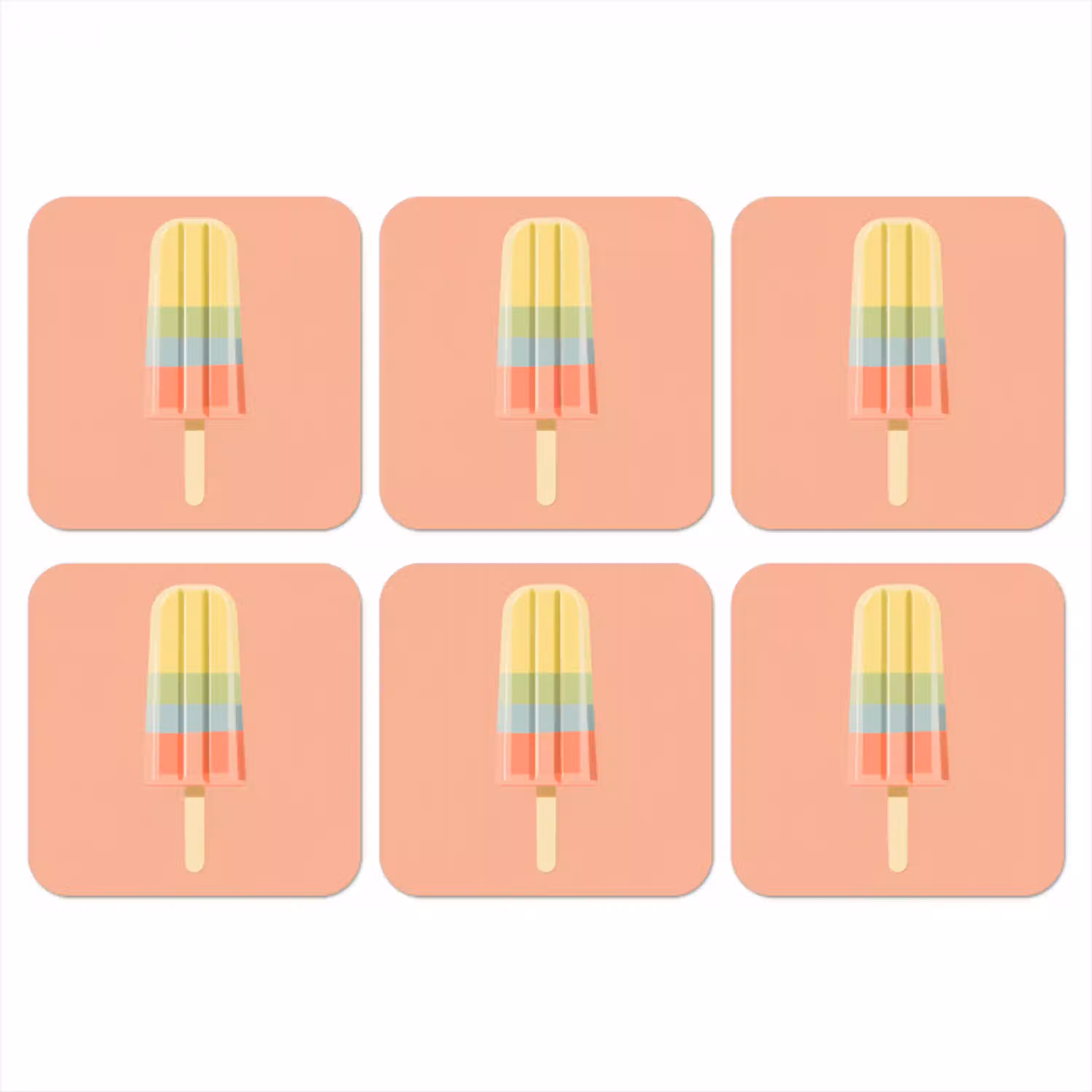 Waterijsje - Pasteltinten - Minimalistisch onderzetter kurk middel -3d