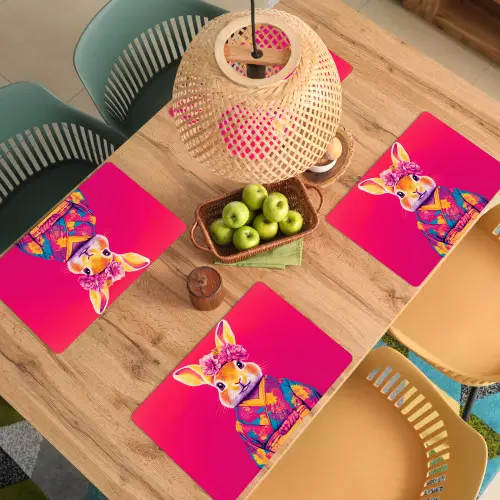 Konijn - Bloemen - Kleurrijk - Kimono Placemat vinyl groot -zzsfeer5_Kitchenyeah-website