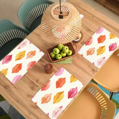 Lippen - Kleurrijk - Glanzend Placemat vinyl groot -zzsfeer5_Kitchenyeah-website