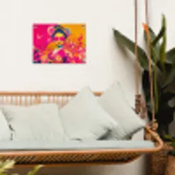 Vrouw - Zonnebril - Abstract - Oranje tuinposter los doek klein -sfeer7