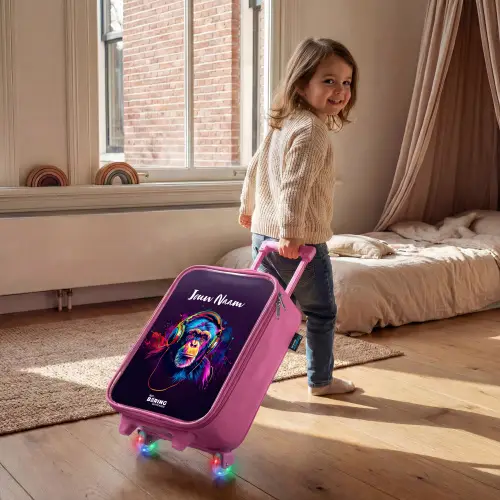Baviaan Beats Kinderkoffer - Roze klein -sfeer1
