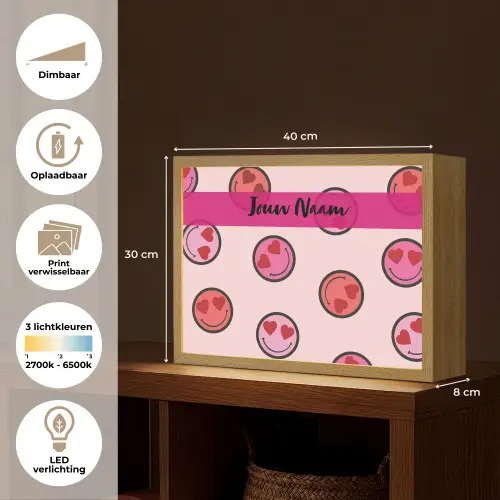 Smileys - Hartjes - Roze Light Box met batterij (Wandlamp kind) middel -USP_websiteoverzichtNL