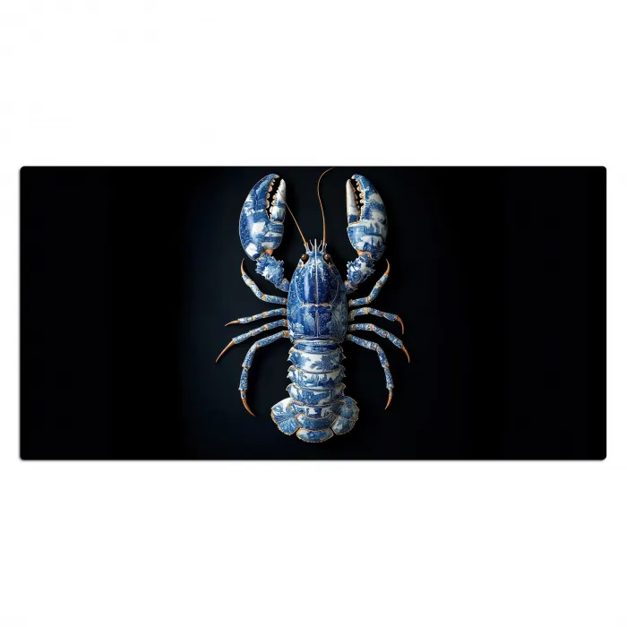 Kreeft - Delftsblauw - Schild - Stoer Muismat XXL klein -3d_leeg