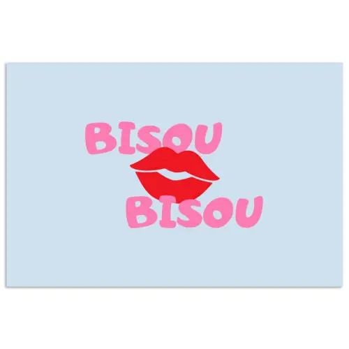 Lippen - Bisou - Blauw poster papier klein -3d