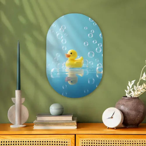 Bubbels - Badeend - Geel Wandcirkel Ovaal Forex klein -sfeer2