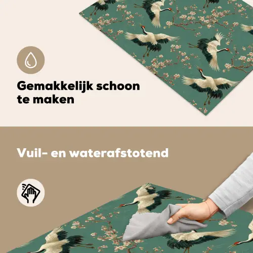 Kersenbloesem - Kraamvogels - Groen Inductie beschemer met haakjes klein 777 -ky-schoon-nl