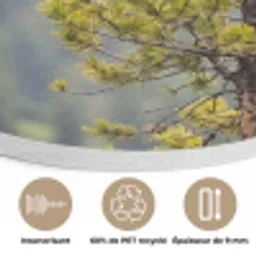 Uil - Oehoe - Bomen - Natuur Akoestische PET Vilt - Rond klein -closeup_FR