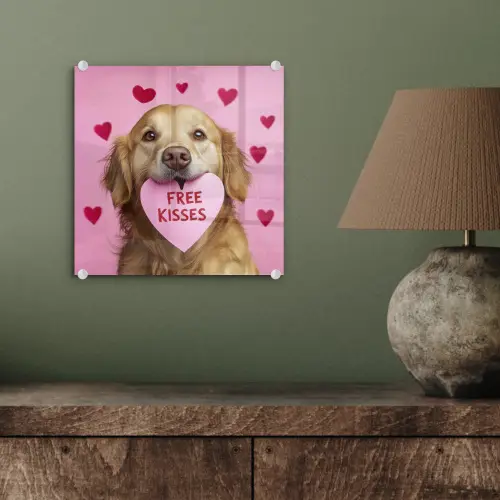 Hond - Kiss- Valentijn - Hartjes plexiglas 5mm klein -sfeer3