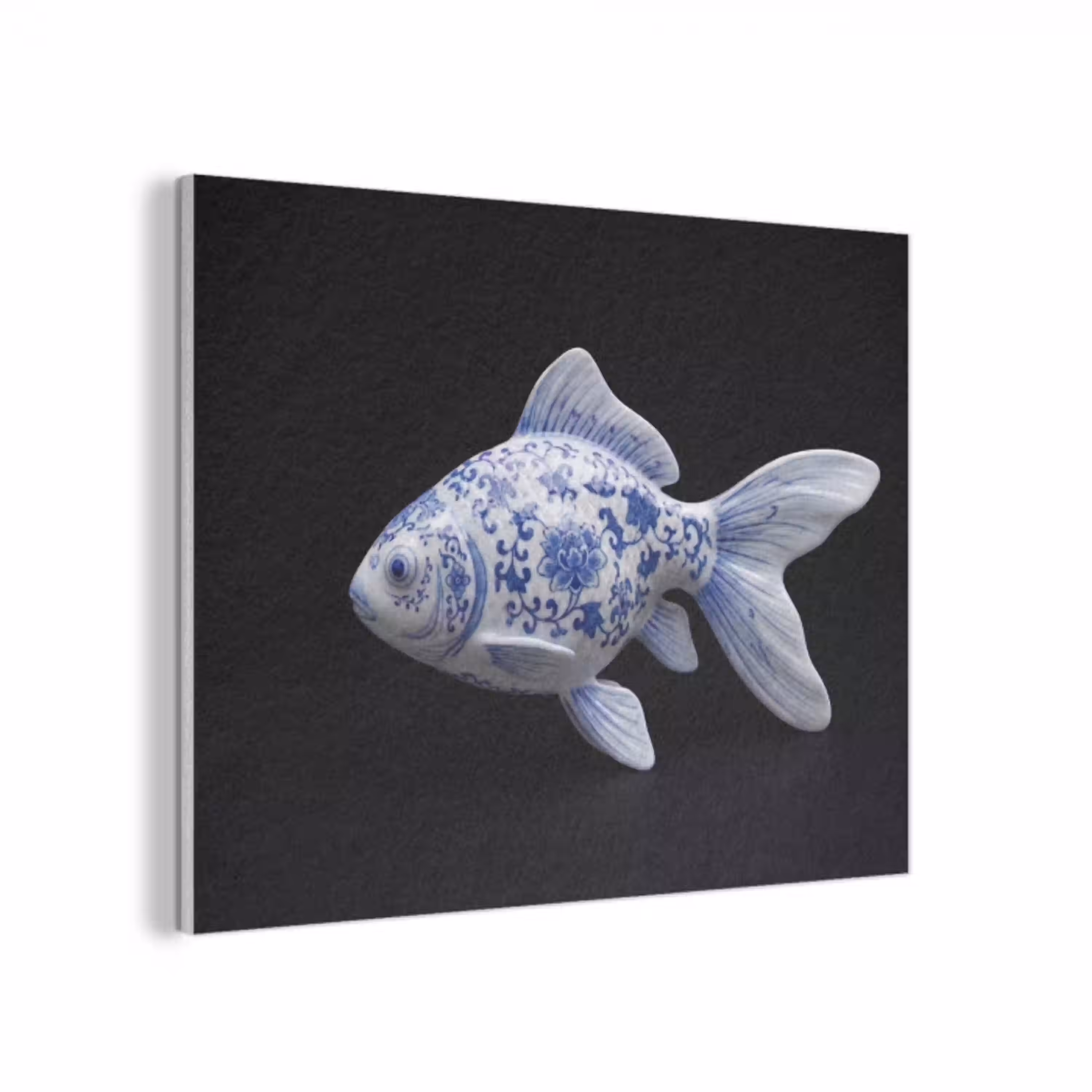 Porselein - Goudvis - Delfts - Blauw PET vilt klein -3d