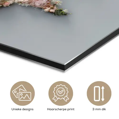 Wereldkaart - Rozen - Roze aluminium wit klein -closeup_NL