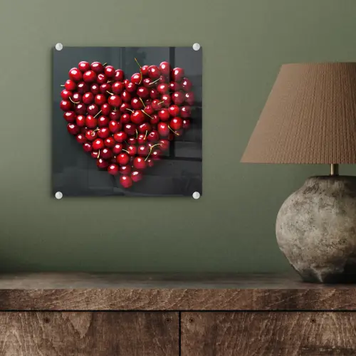 Kersen - Hart - Rood - Zwart plexiglas 5mm klein -sfeer3