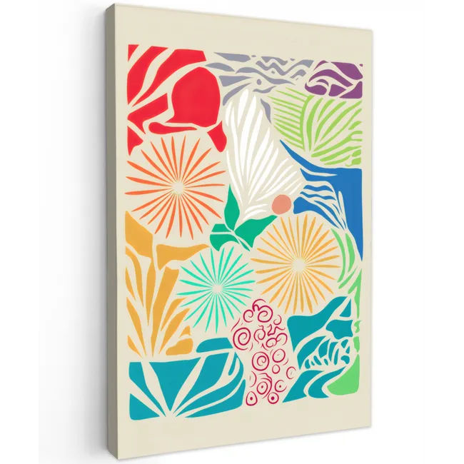 Kleurrijk - Abstract - Bloemen - Patronen Tuinposter op houten frame 2 cm dik klein -3d