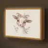 Geit - Dier - Bohemian - Bloemen - Boho Light Box met batterij (Wandlamp kind) middel -z3d_website