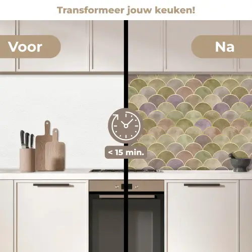 Zacht - Goud - Kleurrijk keuken achterwand 2 middel 871 -voor-na2_NL