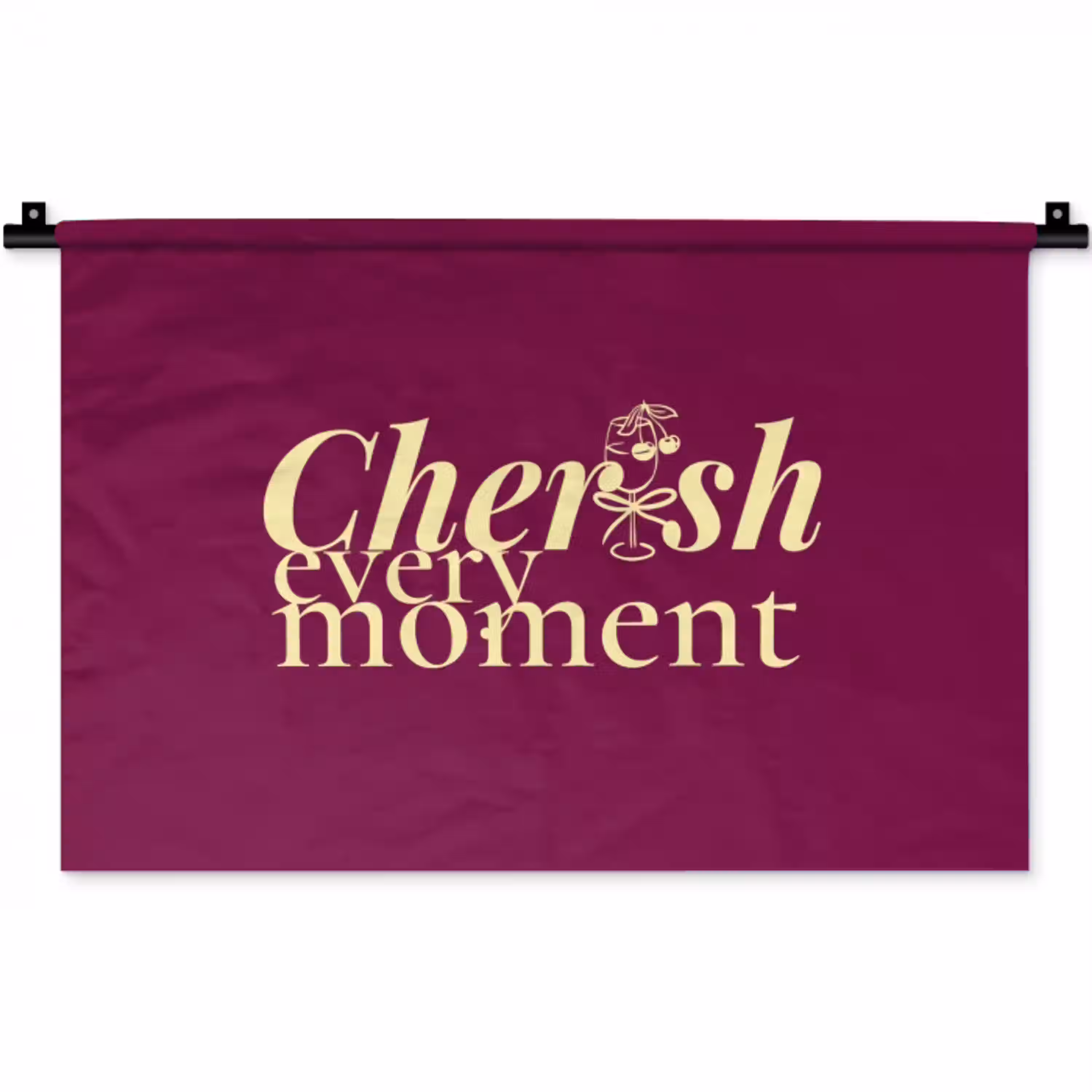 Cherish every moment - Cocktailglas - Bordeaux Wandkleed katoen klein -zz3d